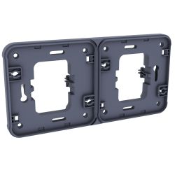 60864 EUR'OHM OXXO 	Cache interrupteur double horizontal gris encastré IP55