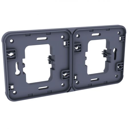 60864 EUR'OHM OXXO 	Cache interrupteur double horizontal gris encastré IP55