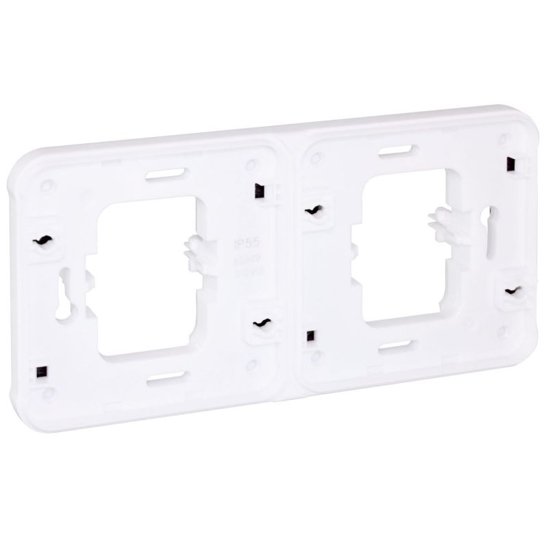 60869 EUR'OHM OXXO 	Cache interrupteur double horizontal blanc encastré IP55
