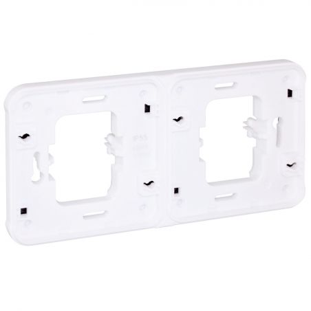 60869 EUR'OHM OXXO 	Cache interrupteur double horizontal blanc encastré IP55