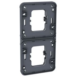 60878 EUR'OHM OXXO 	Cache interrupteur double vertical gris encastré IP55