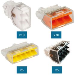 70070 EUR'OHM Sachet 50 bornes de connexion rapide panachées pour fil rigide