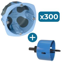 52097 EUR'OHM XL AIR'metic Lot 300 boites d'encastrement étanches à l'air 1 poste D67 P50 pour cloisons sèches + scie cloche