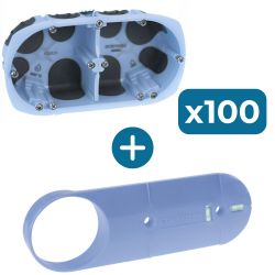 52264 EUR'OHM XL AIR'metic Lot 100 boites d'encastrement étanches à l'air 2 postes D67 P40 pour cloisons sèches