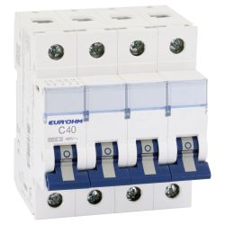 20349 EUR'OHM Disjoncteur 4P 40A courbe C connexion vis/vis 6kA NF