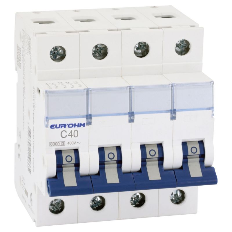 20349 EUR'OHM Disjoncteur 4P 40A courbe C connexion vis/vis 6kA NF