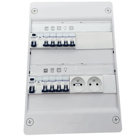 19421 EUR'OHM coffret RX 13m 2 rangées monté-cablé evolutifpour T1/T2