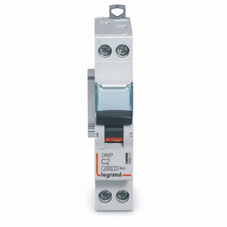 406771 Disjoncteur Legrand 2A unipolaire + neutre DNX3 - courbe C - 4,5/6kA - À vis - 1 module