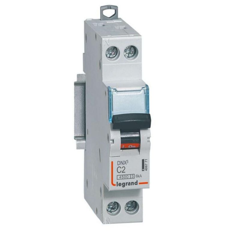 406771 Disjoncteur Legrand 2A unipolaire + neutre DNX3 - courbe C - 4,5/6kA - À vis - 1 module