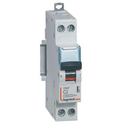 406771 Disjoncteur Legrand 2A unipolaire + neutre DNX3 - courbe C - 4,5/6kA - À vis - 1 module