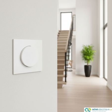 60208 EUR'OHM SQUARE Bouton poussoir 10A blanc à griffes