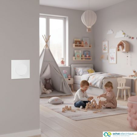 60208 EUR'OHM SQUARE Bouton poussoir 10A blanc à griffes