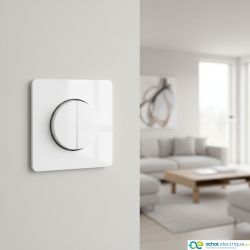 60216 EUR'OHM SQUARE Interrupteur va et vient + Bouton poussoir blanc