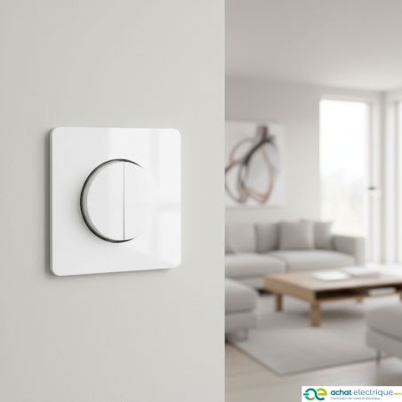 60216 EUR'OHM SQUARE Interrupteur va et vient + Bouton poussoir blanc