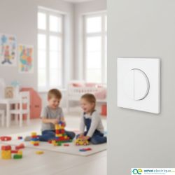 60216 EUR'OHM SQUARE Interrupteur va et vient + Bouton poussoir blanc