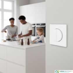 60216 EUR'OHM SQUARE Interrupteur va et vient + Bouton poussoir blanc