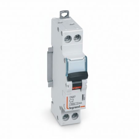 406771 Disjoncteur Legrand 2A unipolaire + neutre DNX3 - courbe C - 4,5/6kA - À vis - 1 module