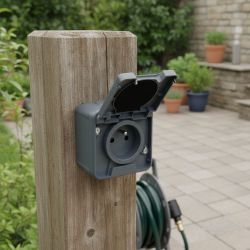 60840 EUR'OHM OXXO 	Prise électrique étanche saillie 2P+T gris IP55