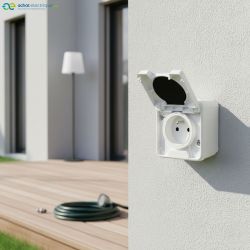 60850 EUR'OHM OXXO 	Prise électrique étanche saillie 2P+T blanc IP55