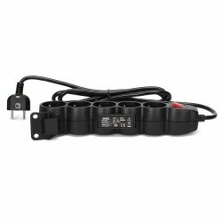 Multiprise noire 5 prises 2P+T 16A 230V avec interrupteur lumineux + cordon 3G1mm² longueur 3m