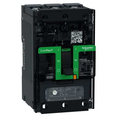 C11B3TM025B Schneider ComPact NSXm - disjoncteur 25A TM-D - 25kA - 3P 3d - bornes pour cosses