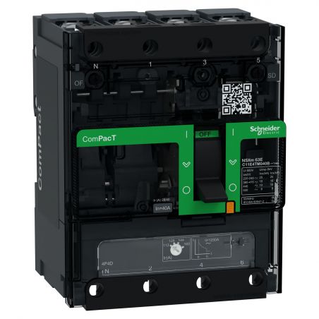 C11N4TM040B Schneider ComPact NSXm - disjoncteur 40A TM-D - 50kA - 4P 4d - bornes pour cosses