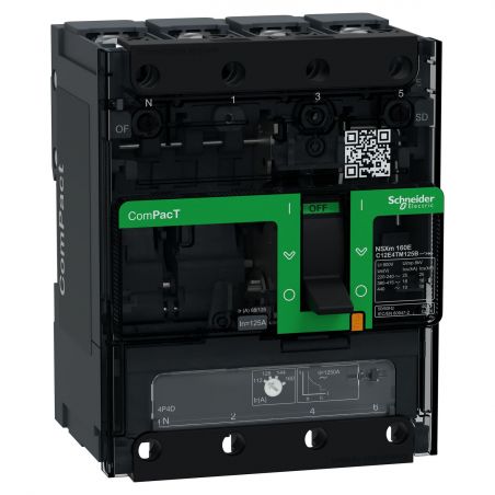 C12H4TM125B Schneider ComPact NSXm - disjoncteur 125A TM-D - 70kA - 4P 4d - bornes pour cosses