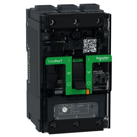 C11B3TM100L Schneider ComPact NSXm - disjoncteur 100A TM-D - 25kA - 3P 3d - bornes everlink