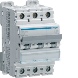 NFN316 Disjoncteur Hager 16A - 3P - 6-10kA - courbe C - NFN - Bornes alignées à vis - 3 modules