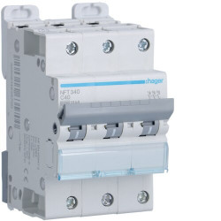 NFT340 Disjoncteur Hager 40A - 3P - 6-10kA - courbe C - NFT - Bornes décalées à vis - 3 modules
