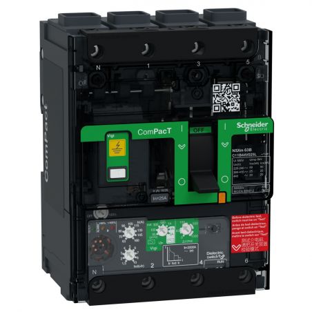 C11N44V100L Schneider ComPact NSXm - disjoncteur 100A MicroLogic Vigi 4.1 - 50kA - 4P 4d - bornes everlink