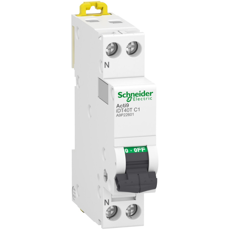 A9P22601 disjoncteur Schneider 1A - 1P+N - courbe C - 4,5/6kA - À vis - Schneider iDT40T
