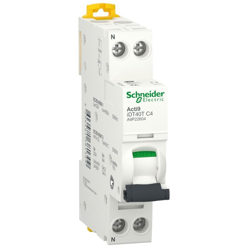 A9P22604 disjoncteur Schneider 4A - 1P+N - courbe C - 4,5/6kA - À vis - Schneider iDT40T