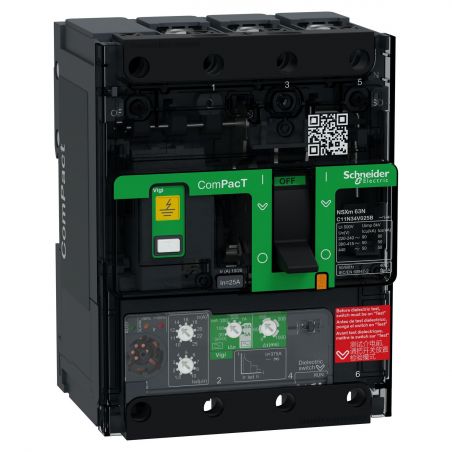 C11E34V100B Schneider ComPact NSXm - disjoncteur 100A MicroLogic Vigi 4.1 - 16kA - 3P 3d - bornes pour cosses