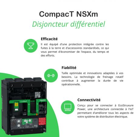 C11H44V025L Schneider ComPact NSXm - disjoncteur 25A MicroLogic Vigi 4.1 - 70kA - 4P 4d - bornes everlink