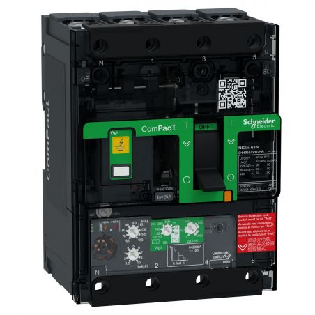 C11H44V100B Schneider ComPact NSXm - disjoncteur 100A MicroLogic Vigi 4.1 - 70kA - 4P 4d - bornes pour cosses