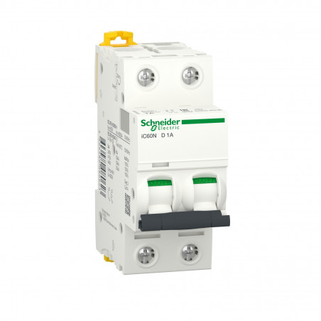 A9F75201 Schneider iC60N disjoncteur bipolaire Schneider 1A - 2P - courbe D - 50kA - À vis