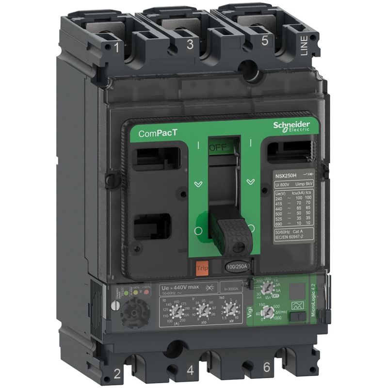 C16F34V160 Schneider ComPact NSX - disjoncteur différentiel 160A MicroLogic Vigi 4.2 - 36kA - 3P