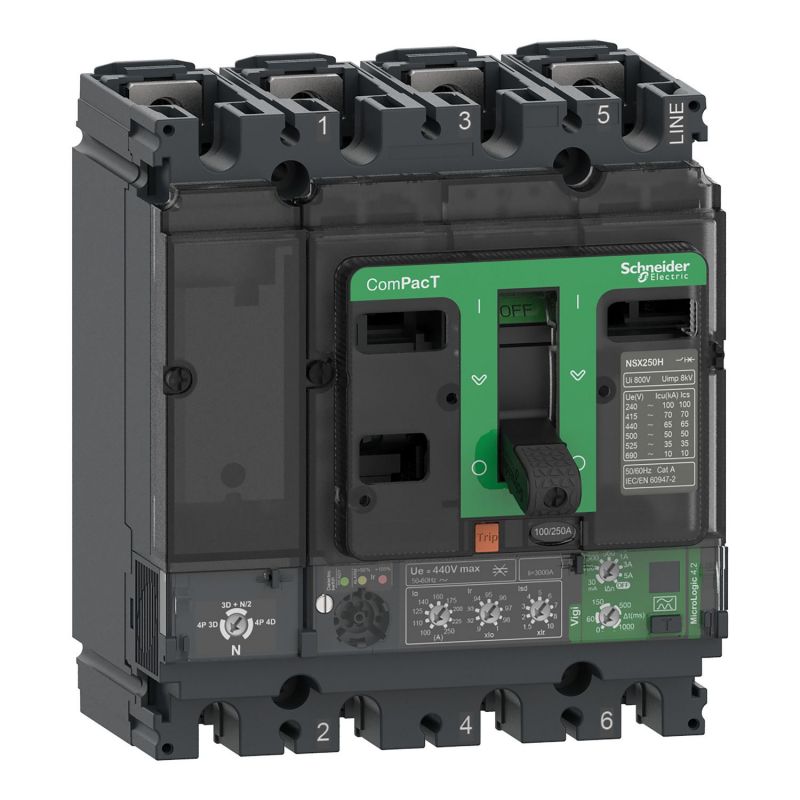 C25F44V100 Schneider ComPact NSX - disjoncteur différentiel 100A MicroLogic Vigi 4.2 - 36kA - 4P