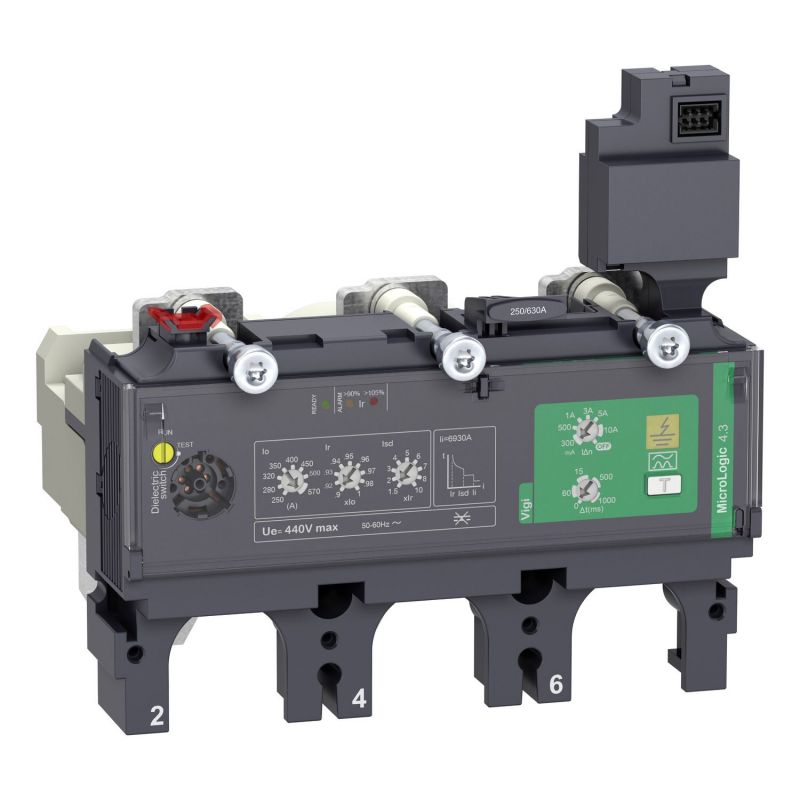 C6334V570 Schneider déclencheur MicroLogic4.3 Vigi 3P 3d - 570A pour bloc de coupure NSX630