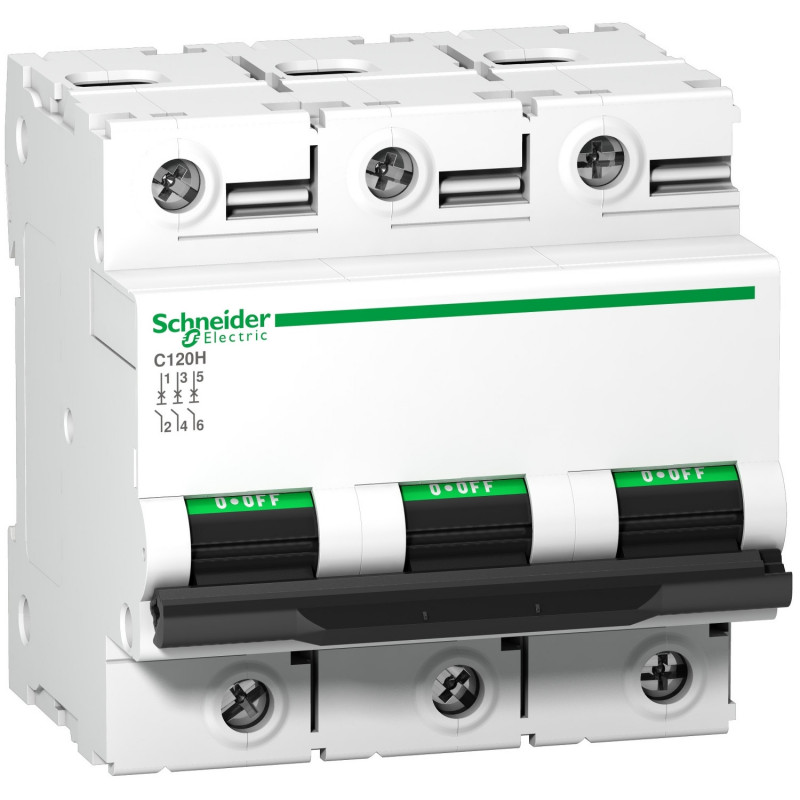 A9N18468 Schneider C120H disjoncteur triphasé Schneider 80 A - 3P - courbe C - 15kA - À vis
