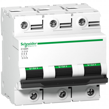 A9N18468 Schneider C120H disjoncteur triphasé Schneider 80 A - 3P - courbe C - 15kA - À vis