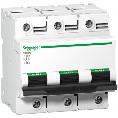 A9N18364 Schneider C120N disjoncteur triphasé Schneider 63 A - 3P - courbe C - 10kA - À vis