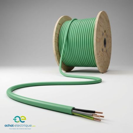 Câble électrique FR-N1X1G1-U 4G2,5 VERT CCA S1 D1 A1 TGL coupe au mètre