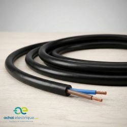 Câble électrique souple H05VVF 2X0,75 mm² NOIR – Couronne 50 m ou au mètre