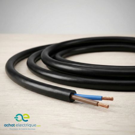 Câble électrique souple H05VVF 2X0,75 mm² NOIR – Couronne 50 m ou au mètre
