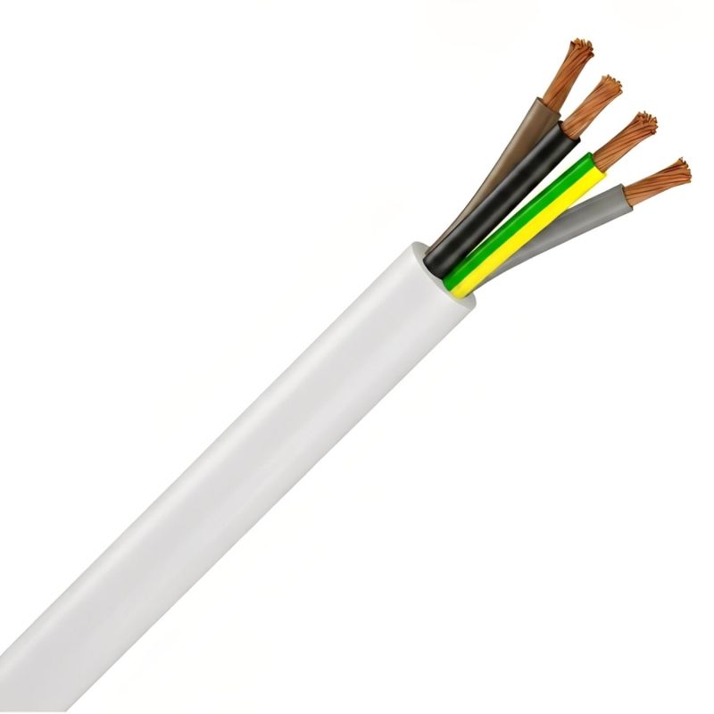 Câble électrique souple H05VVF 4G0,75 mm² BLANC – Couronne 50 m et 100 m