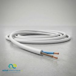 Câble électrique souple H05VVF 2X1 mm² BLANC – Couronne 50 m, 100 m ou au mètre