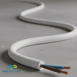 Câble électrique souple H05VVF 2X1,5 mm² BLANC – Couronne 50 m, 100 m ou au mètre