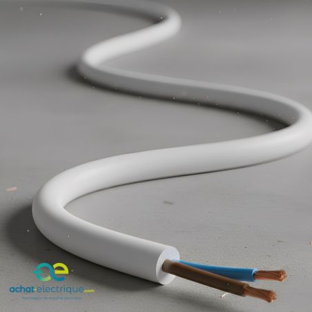 Câble électrique souple H05VVF 2X2,5 mm² BLANC – Couronne 50 m et 100 m